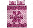 Dog Paw Vintage Mandala Pink Quilt Bed Set