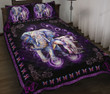 Elephant Floral Frame Purple Quilt Bedding Set