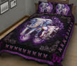 Elephant Floral Frame Purple Quilt Bedding Set