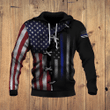 Thin Blue Line And American Flag 3D All Over Print Hoodie, Or Zip-up Hoodie