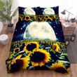 Sunflower Moon Space Galaxy Bed Sheets Spread  Duvet Cover Bedding Sets