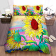 Sunflower Illustration Art Bed Sheets Spread  Duvet Cover Bedding Sets