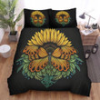 Sunflower Butterfly Illustration Bed Sheets Spread  Duvet Cover Bedding Sets