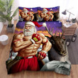 Muscle Santa Claus With Merry Christmas Gloves  Bed Sheets Spread Duvet Cover Bedding Sets