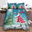Christmas Tree Dancing With Santa Claus Bed Sheets Spread Duvet Cover Bedding Sets