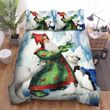 Santa Claus Releasing The Pigeon Bed Sheets Spread Duvet Cover Bedding Sets
