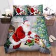 Santa Claus Putting Gift Bed Sheets Spread Duvet Cover Bedding Sets