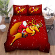 Santa Claus On A Deer With Elf Bed Sheets Spread Duvet Cover Bedding Sets