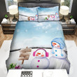 Pair Of The Snowman At Snowy Place Bed Sheets Spread Duvet Cover Bedding Sets