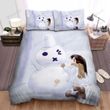 Snowman Bigger Than The Girl Bed Sheets Spread Duvet Cover Bedding Sets