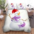 Purple Scarf Snowman Clipart Bed Sheets Spread Duvet Cover Bedding Sets