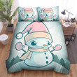 Snowman Wearing Pink Gloves And Hat Bed Sheets Spread Duvet Cover Bedding Sets
