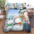 Snowman Waiting For Candies Bed Sheets Spread Duvet Cover Bedding Sets