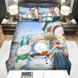 Snowman Waiting For Candies Bed Sheets Spread Duvet Cover Bedding Sets