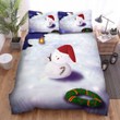 Christmas Circle Frame And Snowman Bed Sheets Spread Duvet Cover Bedding Sets