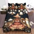 Halloween, Witch, Sitting With Lamps Bed Sheets Spread Duvet Cover Bedding Sets