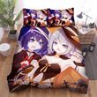Halloween, Witch, Pair Of Vampire Witches Art Bed Sheets Spread Duvet Cover Bedding Sets