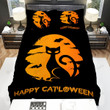 Happy Halloween With Lady Cat Silhouette Bed Sheets Spread Duvet Cover Bedding Sets