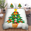 Small Santa On The Christmas Tree Bed Sheets Spread Duvet Cover Bedding Sets