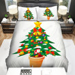 Small Santa On The Christmas Tree Bed Sheets Spread Duvet Cover Bedding Sets