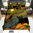 Halloween Black Cat & Scarecrow Jack O Lantern Bed Sheets Spread Duvet Cover Bedding Sets