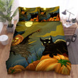 Halloween Black Cat & Scarecrow Jack O Lantern Bed Sheets Spread Duvet Cover Bedding Sets