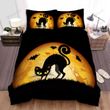 Halloween Black Cat With Ghosts And Bats Bed Sheets Spread Duvet Cover Bedding Sets