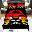 Halloween Black Cat In Retro Background Bed Sheets Spread Duvet Cover Bedding Sets