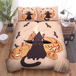 Halloween Adorable Black Cat With Smiling Jack O Lantern Illustration Bed Sheets Spread Duvet Cover Bedding Sets