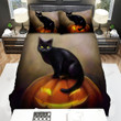 Halloween Black Cat And Jack O Lantern Art Painting Bed Sheets Spread Duvet Cover Bedding Sets
