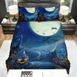 Halloween, Bat, Scary Town Scenery Bed Sheets Spread Duvet Cover Bedding Sets