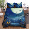 Halloween, Bat, Scary Town Scenery Bed Sheets Spread Duvet Cover Bedding Sets