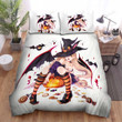 Halloween, Witch, Satisfied Witch Art Bed Sheets Spread Duvet Cover Bedding Sets