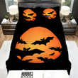 Halloween, Bat, Orange Moon And Bats Bed Sheets Spread Duvet Cover Bedding Sets