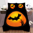 Halloween, Bat, Bat Moon Art Bed Sheets Spread Duvet Cover Bedding Sets