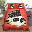 Halloween Cartoon Skull & Adorable Black Cats Bed Sheets Spread Duvet Cover Bedding Sets
