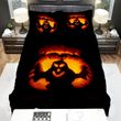 Halloween Ghost Silhouette In Orange Light Bed Sheets Spread Duvet Cover Bedding Sets