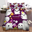 Cute Halloween Cartoon Ghosts Bed Sheets Spread Duvet Cover Bedding Sets
