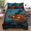 Halloween Black Cat With Bats And Jack O Lantern Drawing Bed Sheets Spread Duvet Cover Bedding Sets