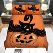 Halloween Black Cat Head On Jack O Lantern Bed Sheets Spread Duvet Cover Bedding Sets