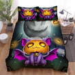 Halloween Cat With Jack O Lantern Mask And Bat Wings Bed Sheets Spread Duvet Cover Bedding Sets