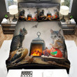 Halloween, Owl, Photoshoot Owl And Cat Art Bed Sheets Spread Duvet Cover Bedding Sets