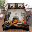 Halloween, Owl, Photoshoot Owl And Cat Art Bed Sheets Spread Duvet Cover Bedding Sets