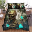 Halloween Skull With Blue Butterflies Bed Sheets Spread Duvet Cover Bedding Sets