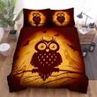 Halloween, Owl,  Ghosts And Bats Around Owl Art Bed Sheets Spread Duvet Cover Bedding Sets