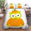 Halloween, Owl,  Dots Pumpkin Owl Bed Sheets Spread Duvet Cover Bedding Sets