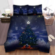 Sitting On Red Couch In Front Of Christmas Tree Bed Sheets Spread Duvet Cover Bedding Sets