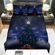 Sitting On Red Couch In Front Of Christmas Tree Bed Sheets Spread Duvet Cover Bedding Sets