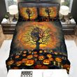 Halloween Jack-O-Lantern On The Ground With Candles Bed Sheets Spread Duvet Cover Bedding Sets