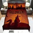 Halloween Werewolf And Bats Minimal Illustration Bed Sheets Spread Duvet Cover Bedding Sets